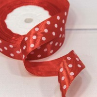 Лента Атласная Горох 2,5см*25ярд Красный 1/5 1/300 Арт: 560-25/26