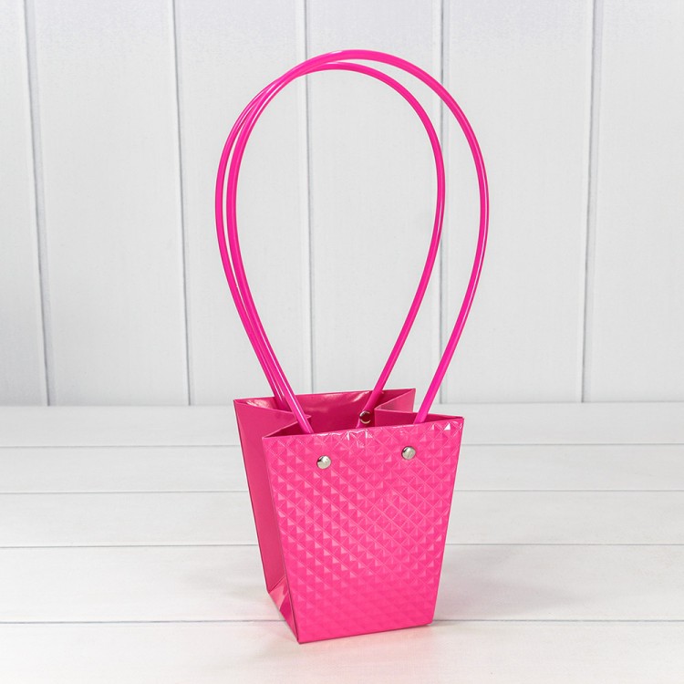 Пакет подарочный "Ваза для цветов" 12,5*12*8 260г "Ромбики" Малиновый 1/10 1/200 Арт: 000235H/2039