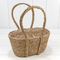 Корзина плетёная 30*18*16 (±5%) из камыша с ручками Натуральный 1/24 Арт: 420209/3