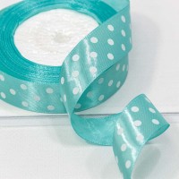 Лента Атласная Горох 2,5см*25ярд Бирюзовый 1/5 1/300 Арт: 560-25/199