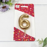 Свеча для торта Цифра 6 Золотой 6см 1/12 1/120 Арт: 20013/6