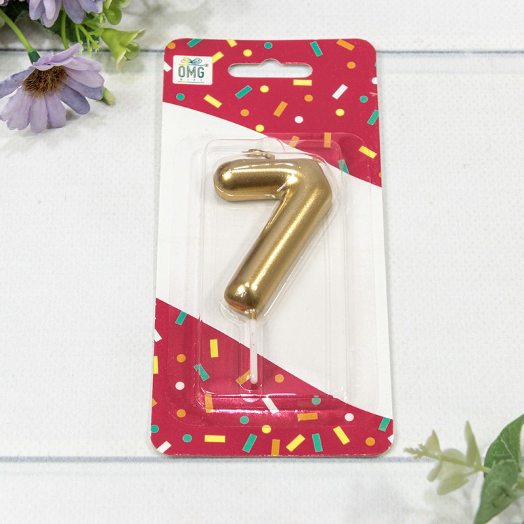 Свеча для торта Цифра 7 Золотой 6см 1/12 1/120 Арт: 20013/7