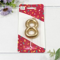 Свеча для торта Цифра 8 Золотой 6см 1/12 1/120 Арт: 20013/8