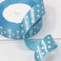 Лента Атласная Горох 2,5см*25ярд Голубой 1/5 1/300 Арт: 560-25/70