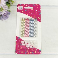 Свечи для торта набор (10 шт.) 5,5см "Незадувайка" (микс) 1/48 1/576 Арт: 20010-24