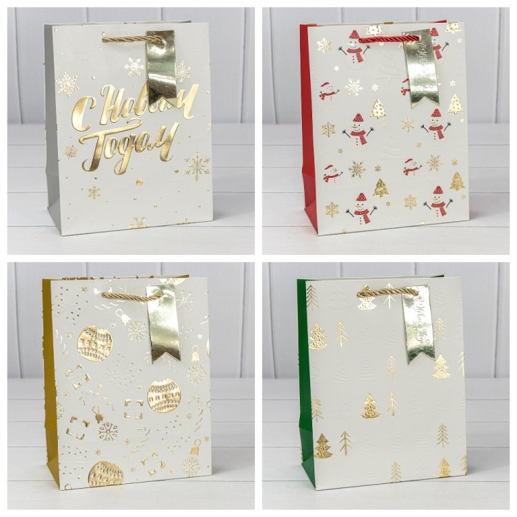 Пакет подарочный "Новый год" (микс 401) 18*23*10 210г 1/20 1/360 Арт: 300401E