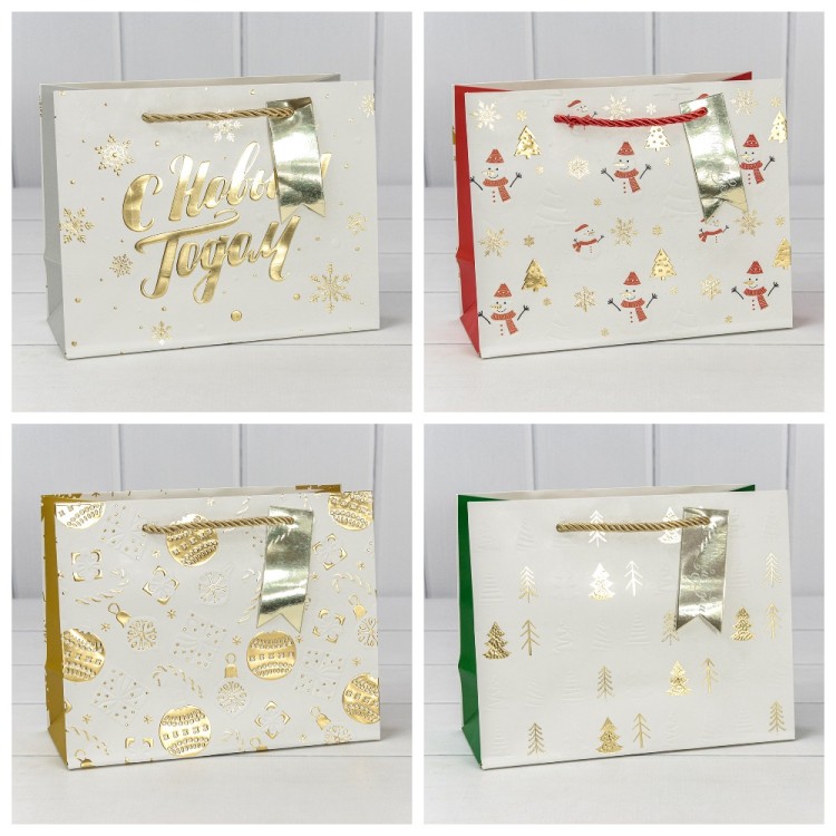 Пакет подарочный "Новый год" (микс 401) 23*18*10 210г 1/20 1/360 Арт: 300401EA