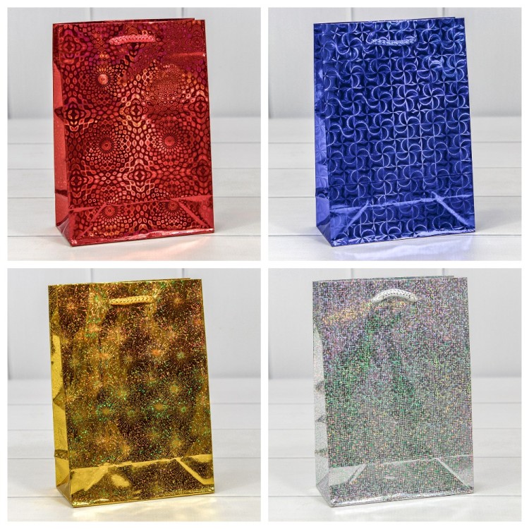 Пакет подарочный голография (микс) 14*20*7 128г 1/20 1/600 Арт: 000LG