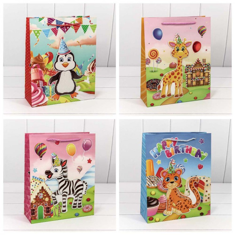 Пакет подарочный с 3D аппликацией "Детский" (микс 105) 26*32*10 1/20 1/240 Арт: 000105C