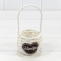 Корзина плетёная Круглая 9*9/20 (±5%) из пластика с ручкой Белый 1/100 Арт: 420127/1