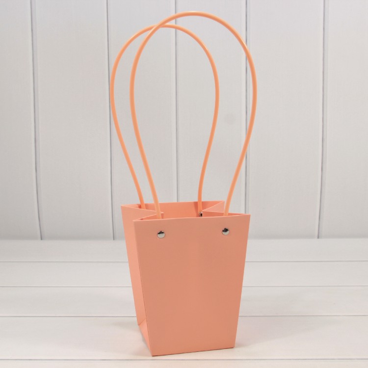 Пакет подарочный "Ваза для цветов" 15,5*13*9,5 Бежево-красный 1/10 1/150 Арт: 000170G/4033