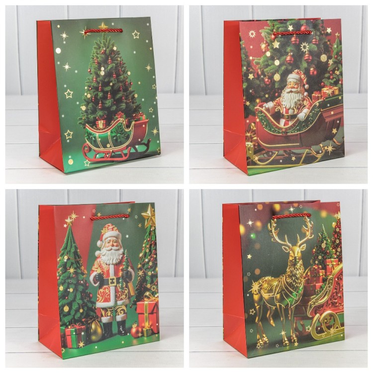 Пакет подарочный "Новый год" (микс 415) 18*23*10 210г 1/20 1/360 Арт: 300415E