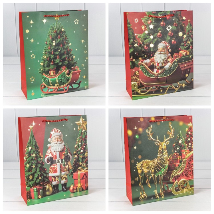 Пакет подарочный "Новый год" (микс 415) 26*32*10 210г 1/20 1/240 Арт: 300415C