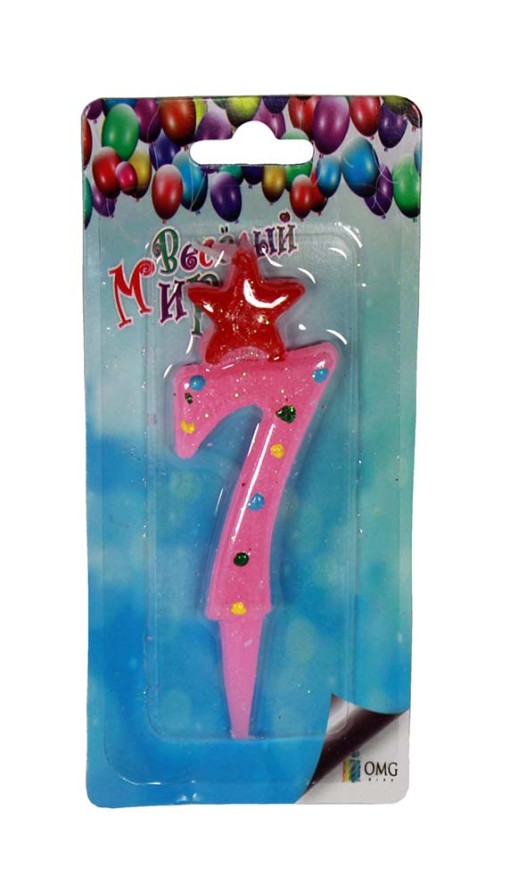 Свечи для торта "Цифры розовые" со звездой 1/12 1/900 Арт: 20010-14