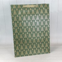Пакет подарочный с тиснением "Новый год" (339) 40*55*20 Зелёный 210г 1/20 1/80 Арт: 300339T