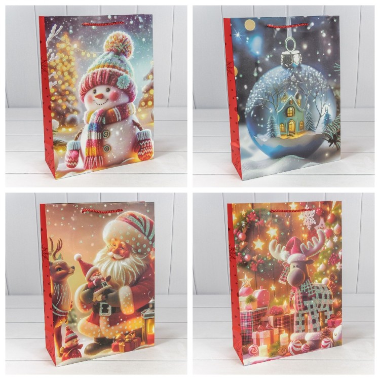Пакет подарочный "Новый год" (микс 421) 30*41,5*12 210г 1/20 1/120 Арт: 300421A
