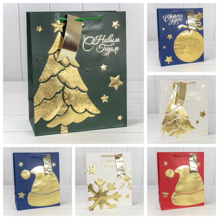 Пакет подарочный "Новый год" (микс 403) 26*32*13 210г 1/20 1/240 Арт: 300403C
