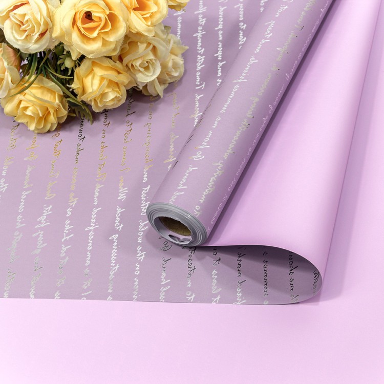 Плёнка 0,57*10м 300г матовая с серебристой печатью 65мкм Серо-сиреневый/Сиреневый 1/30 Арт: 1636/3