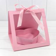 Коробка подарочная 25*26*23 с окошком и бантом "Сердце" Розовый 1/24 Арт: 720963/5 - Коробка подарочная 25*26*23 с окошком и бантом "Сердце" Розовый 1/24 Арт: 720963/5