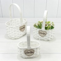 Корзины плетёные Овальные Набор 1/3 22*14*29 (±5%) из полипропилена с ручкой Белый 1/24 Арт: 420113/1