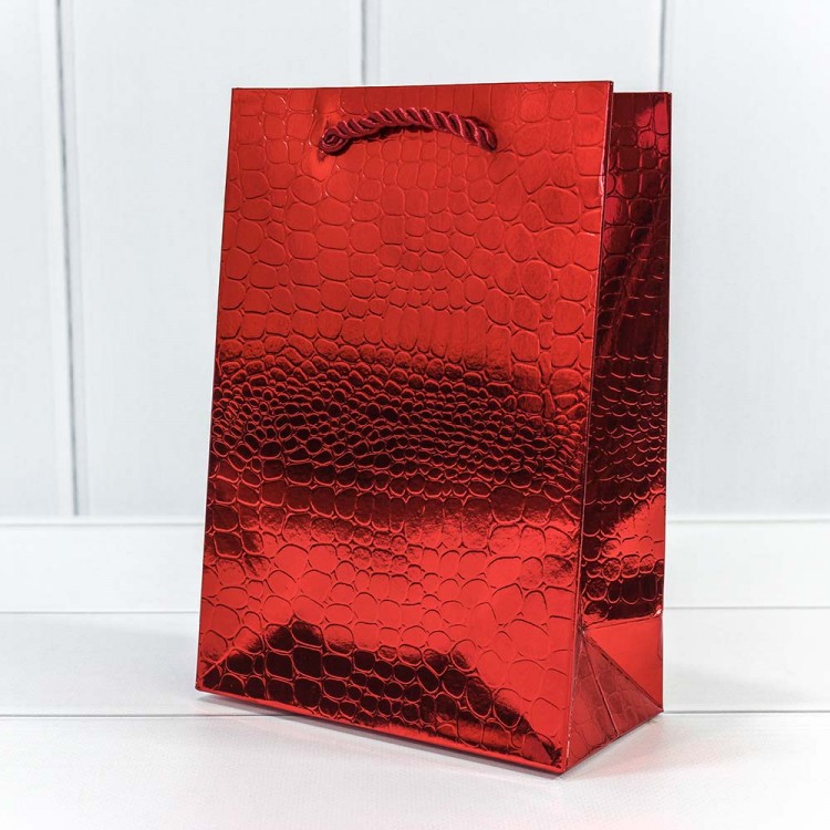 Пакет подарочный "Кожа крокодила" Красный 14*20*7 1/10 1/200 Арт: 000162G/3