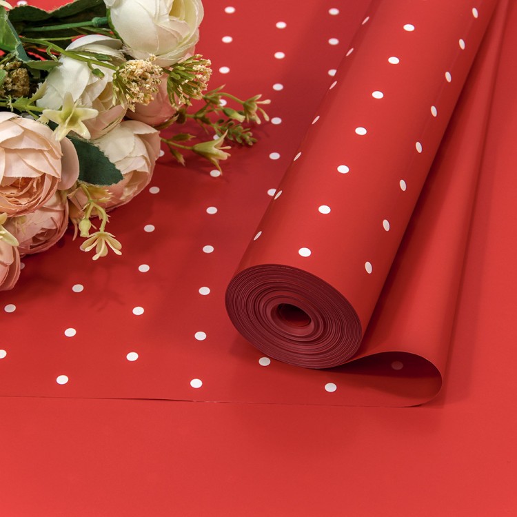 Плёнка 59см 800г "Мелкий горошек" 65мкм Красный-3546 1/6 1/12 Арт: 80091/3546