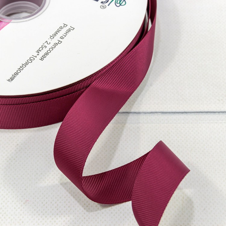 Лента Репсовая 2,5см*100ярд Класс А Винный 1/13 1/52 Арт: 597-25/83