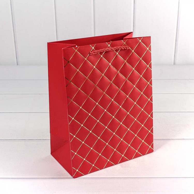 Пакет подарочный "Ромб" Красный 18*23*10 210г 1/20 1/160 Арт: 000391E/6